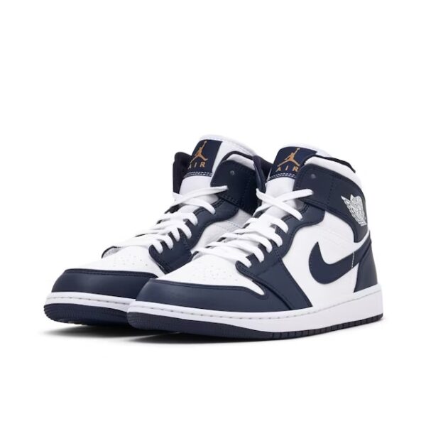 Air Jordan 1 Mid White Metallic Gold Obsidian – Image 3